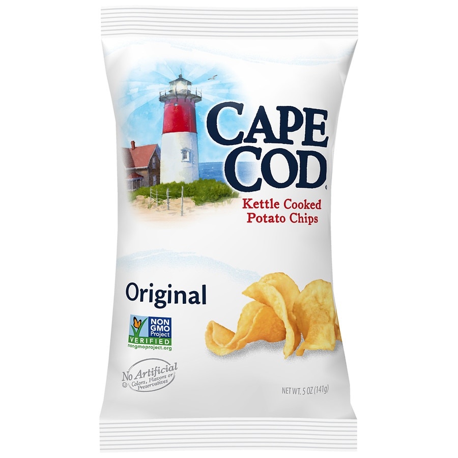 slide 1 of 1, Cape Cod Potato Chips, Less Fat Original Kettle Cooked Chips, 5 Oz, 5 oz