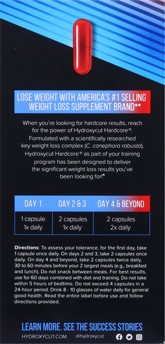 slide 7 of 9, Hydroxycut Rapid-Release Capsules Hardcore Weight Loss 60 Capsules, 60 ct