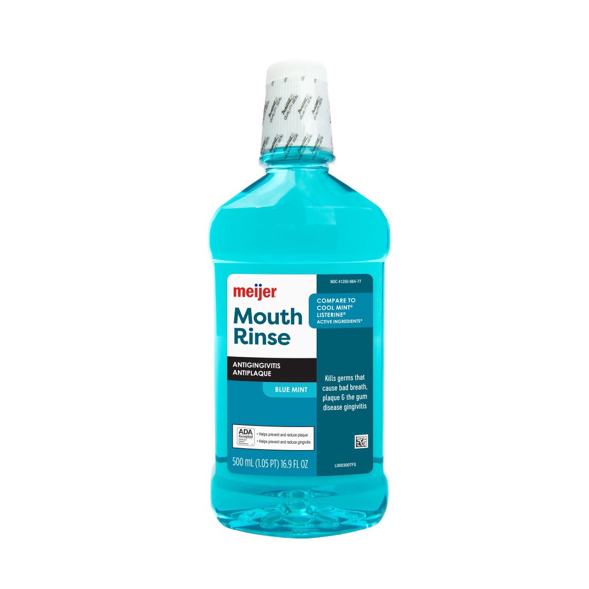 slide 1 of 5, Meijer Antiseptic Mouthwash, Blue Mint, 16.9 oz