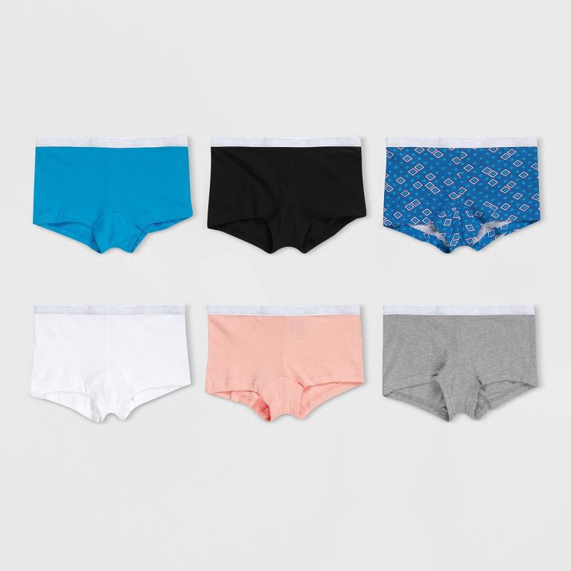 slide 1 of 5, Hanes Women's Cotton Boy Brief Panties, Assorted Colors, Size 7, 6 ct