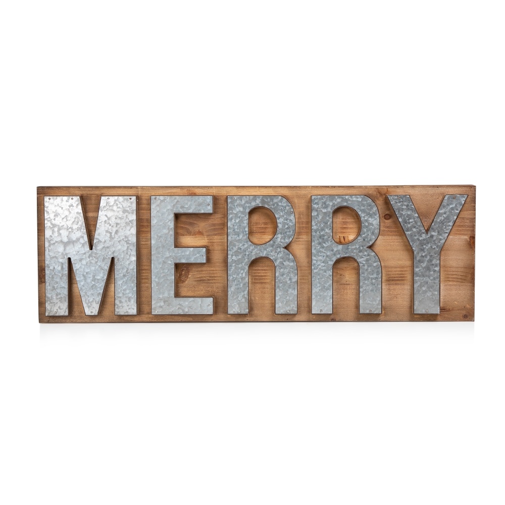 slide 1 of 1, Holiday Home Merry Sign - Brown/Gray, 31 in