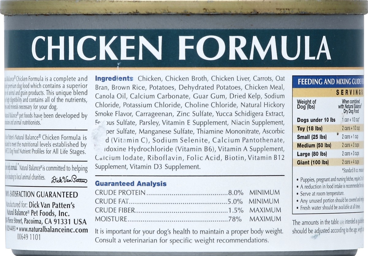 slide 6 of 6, Natural Balance Ultra Premium Chicken Formula Canned Dog Food, 6 oz