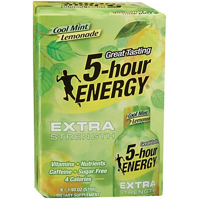 slide 1 of 1, 5-hour ENERGY Shot, Extra Strength, Cool Mint Lemonade, 6 ct