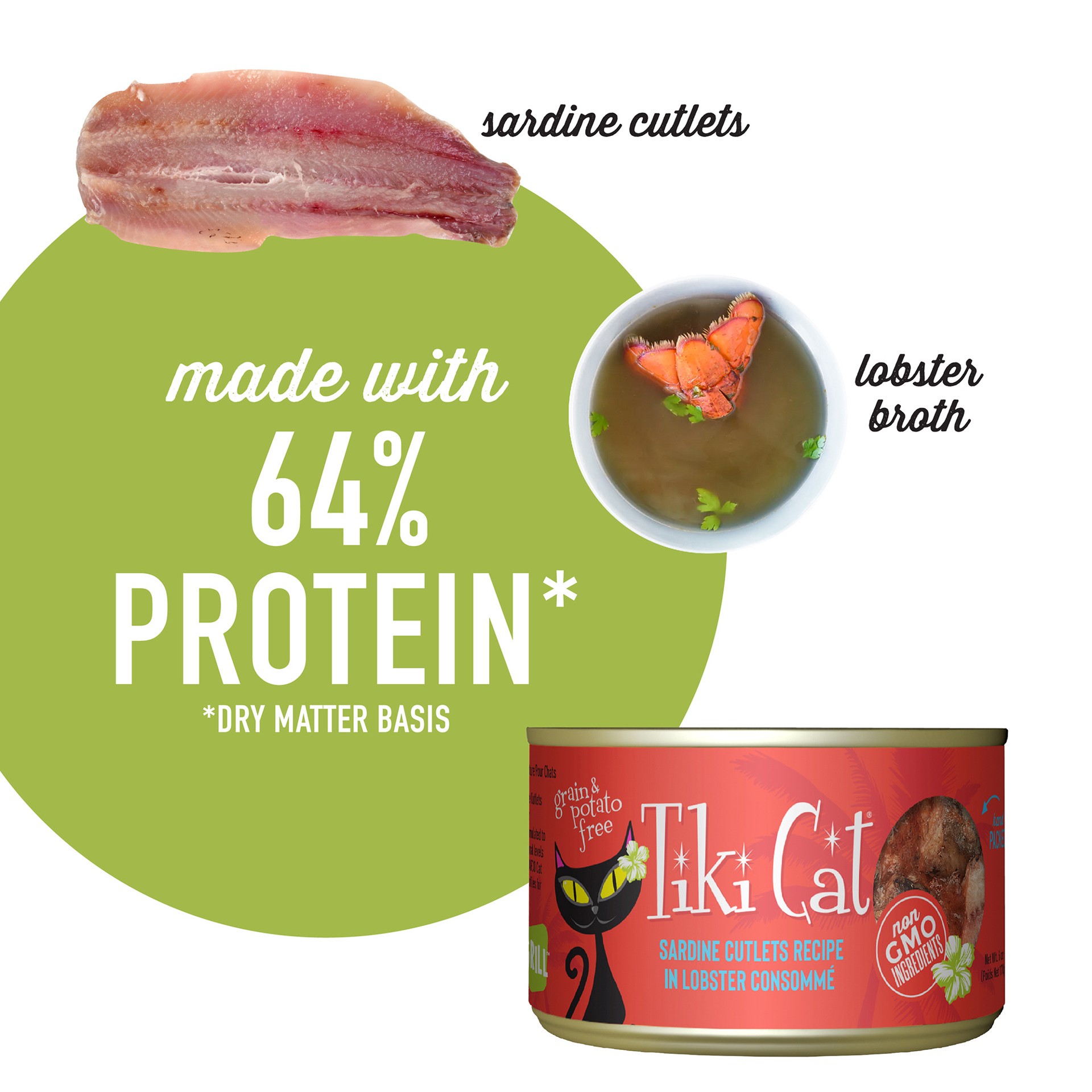 slide 8 of 8, Tiki Cat Grill Wet Cat Food, Sardine Cutlets Recipe in Lobster Consomme, 6 oz. Can (8 Count), 6 oz