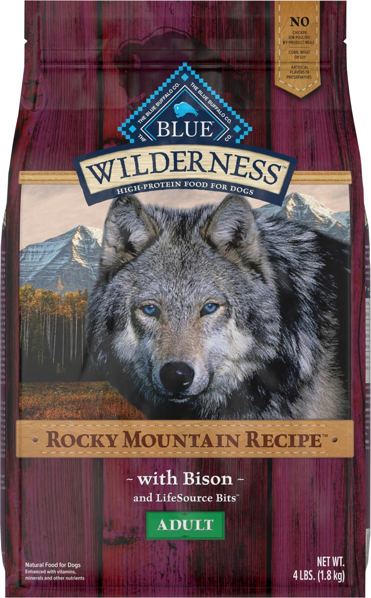 slide 5 of 13, Blue Buffalo Wilderness Rocky Mountain Recipe High Protein, Natural Adult Dry Dog Food, Bison 4-lb, 4 lb