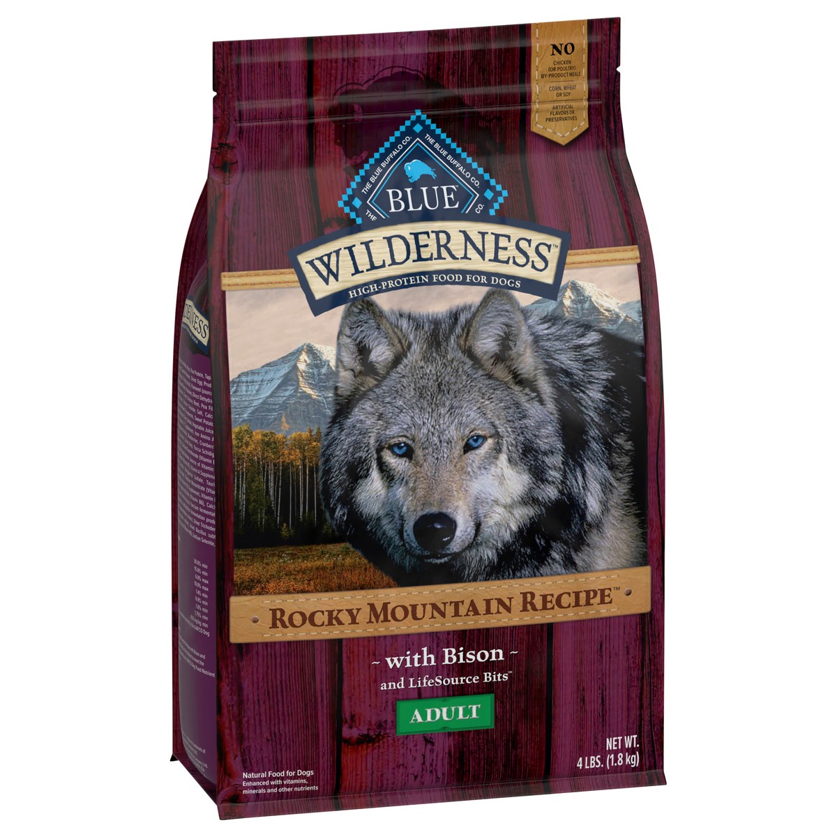 slide 4 of 13, Blue Buffalo Wilderness Rocky Mountain Recipe High Protein, Natural Adult Dry Dog Food, Bison 4-lb, 4 lb