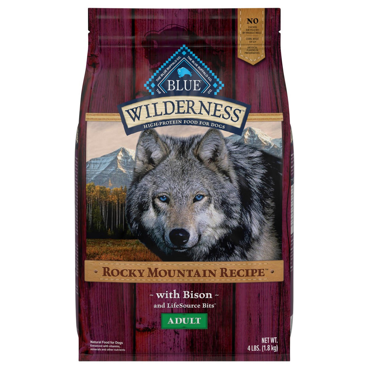 slide 7 of 13, Blue Buffalo Wilderness Rocky Mountain Recipe High Protein, Natural Adult Dry Dog Food, Bison 4-lb, 4 lb