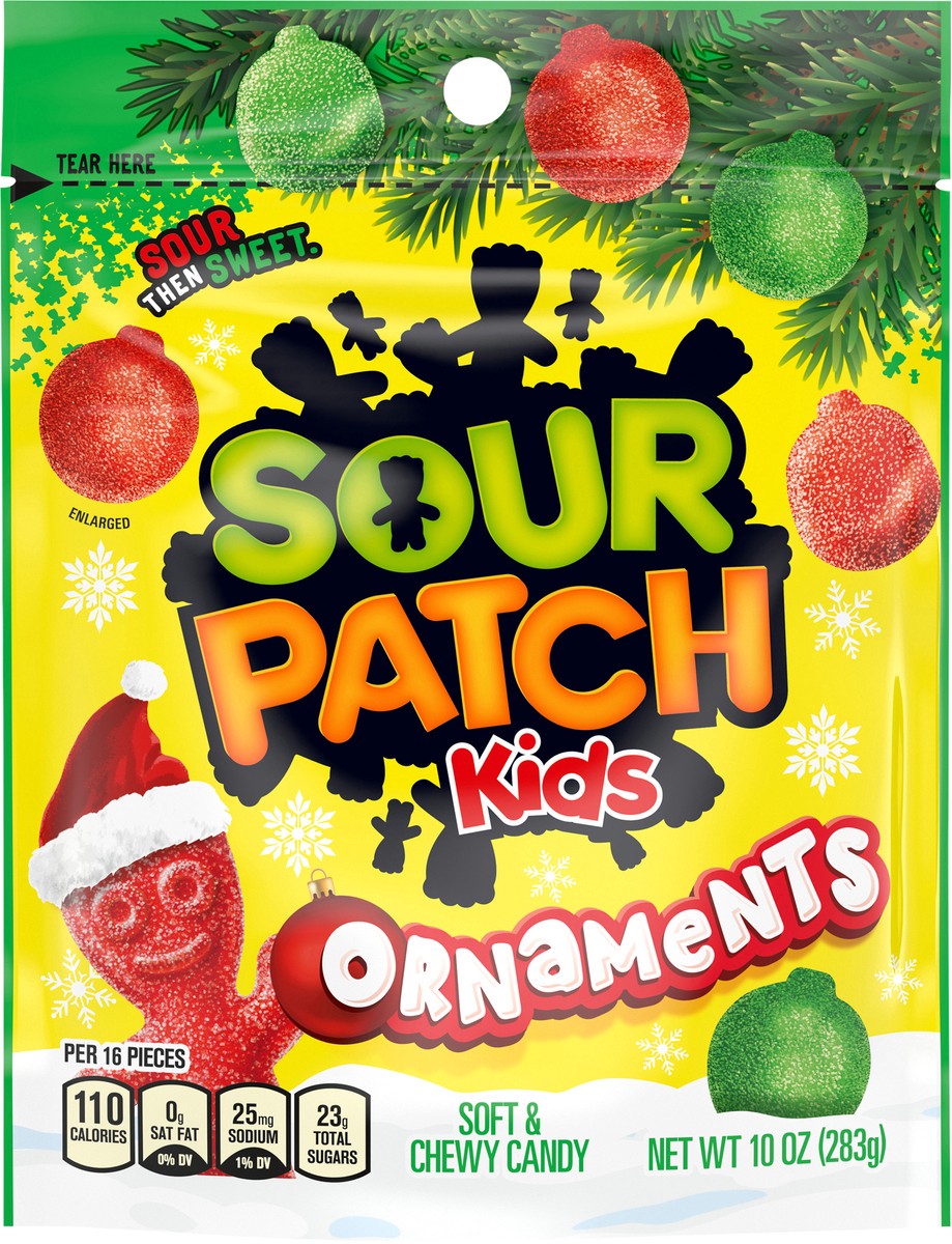 slide 7 of 9, SOUR PATCH KIDS Ornaments Soft & Chewy Holiday Candy, 10 oz, 5 oz