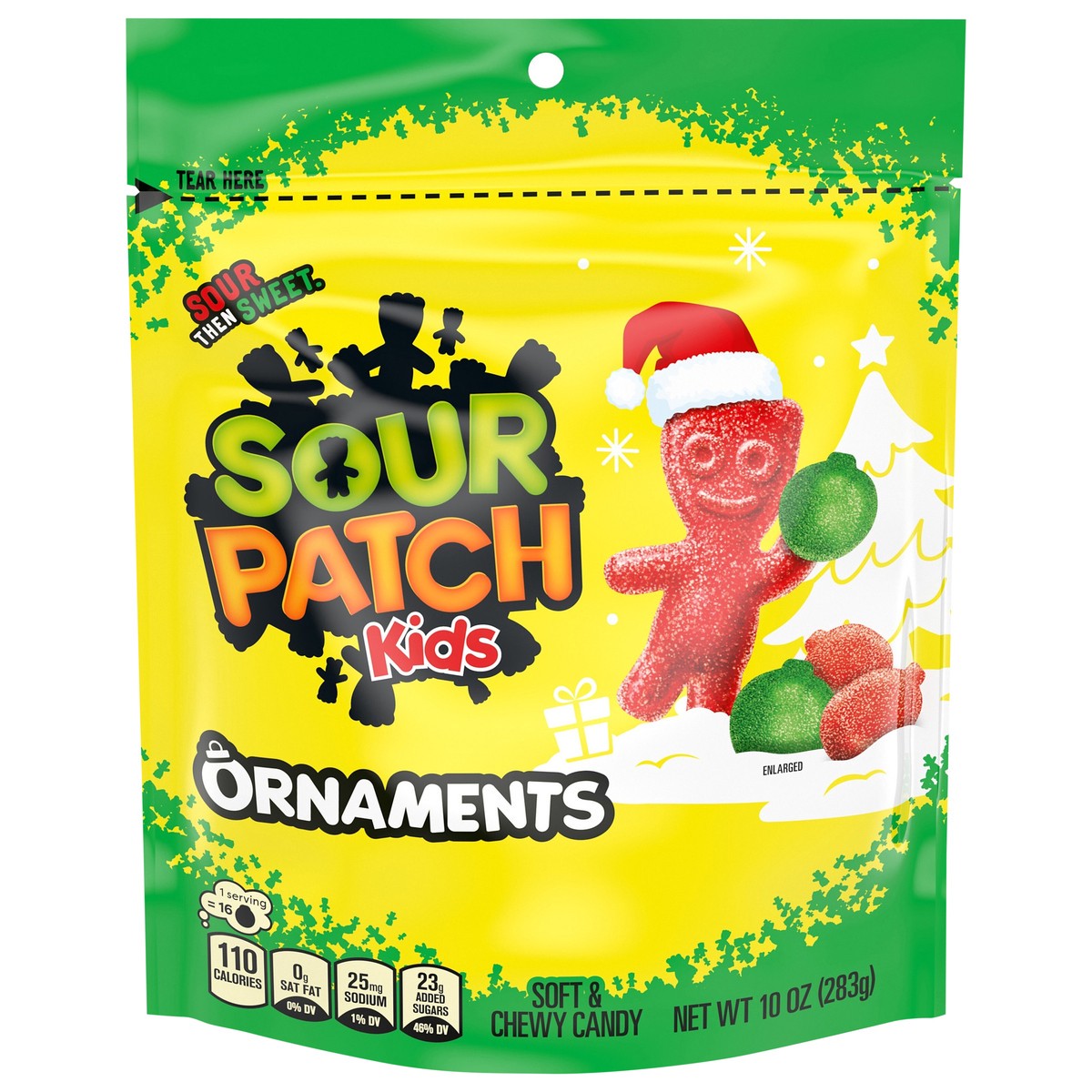 slide 1 of 9, SOUR PATCH KIDS Ornaments Soft & Chewy Holiday Candy, 10 oz, 5 oz