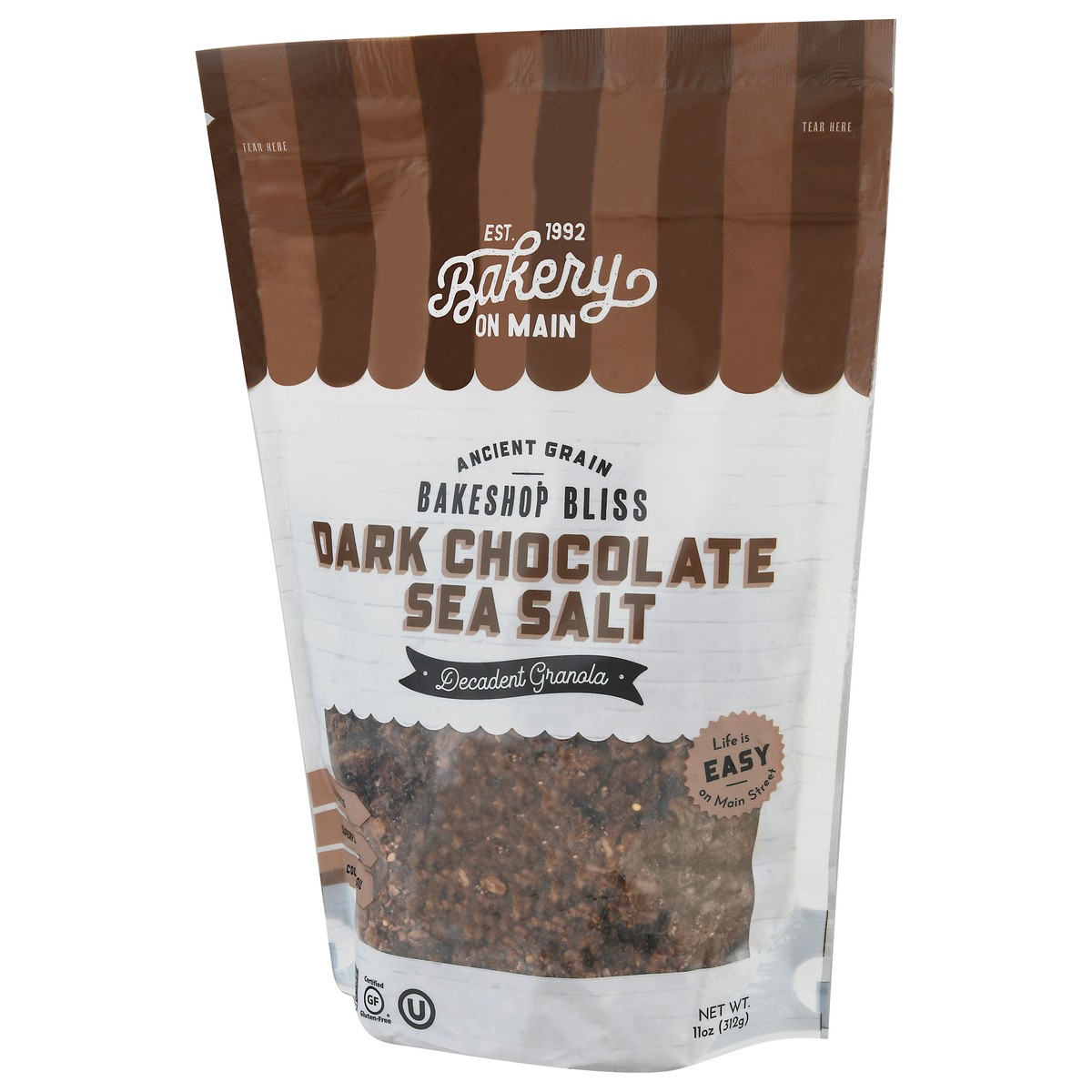 slide 4 of 9, Bakery on Main Dark Chocolate Sea Salt Decadent Granola 11 oz Stand Pack, 11 oz