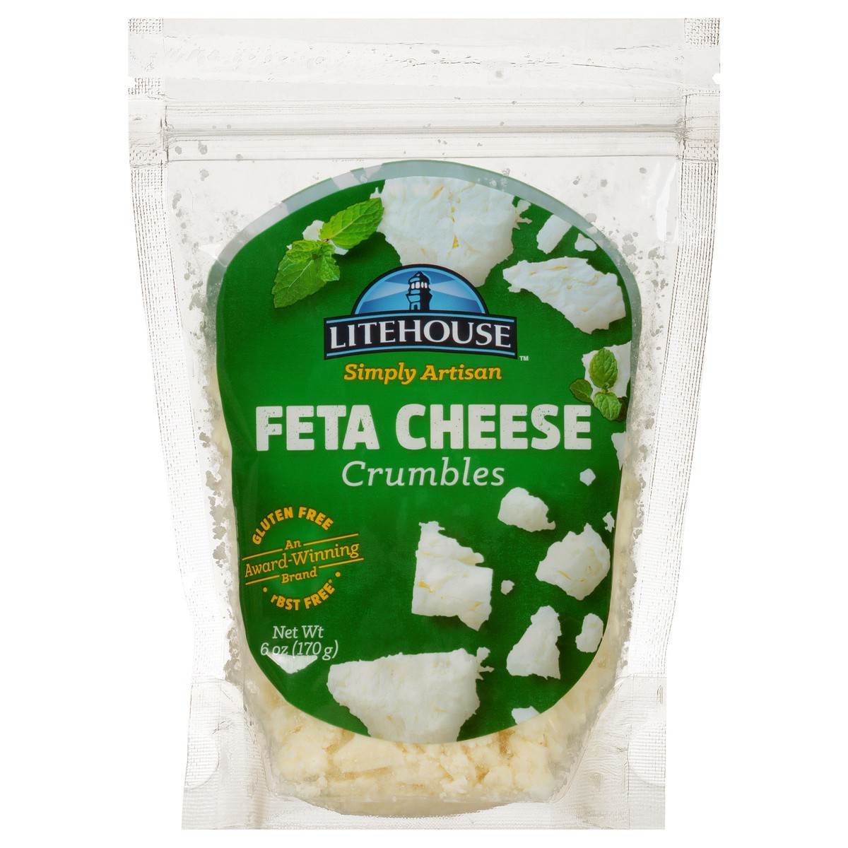 slide 1 of 7, Litehouse Simply Artisan Feta Cheese Crumbles 6 oz. Stand-Up Bag, 6 oz