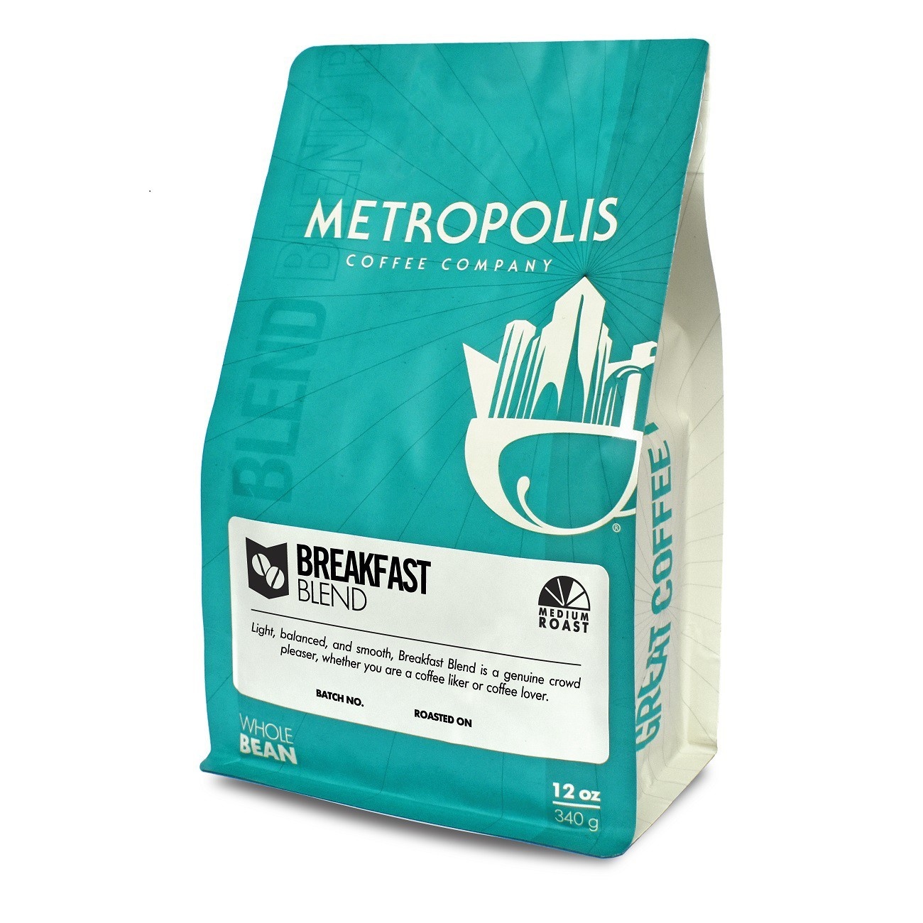 slide 1 of 3, Metropolis Coffee Breakfast Blend Medium Roast Whole Bean Coffee, 12 oz