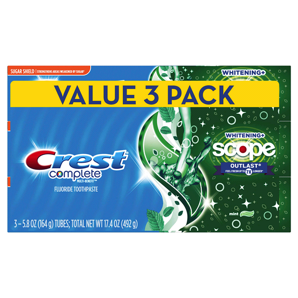 slide 1 of 1, Crest Complete Whitening Scope Mint Toothpaste, 3 ct; 5. 8 oz