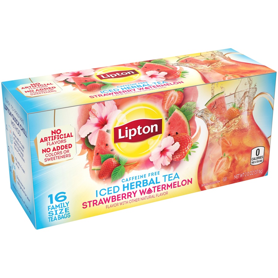 slide 5 of 5, Lipton Strawberry Watermelon Family Herbal Iced Tea Bags, 16 ct