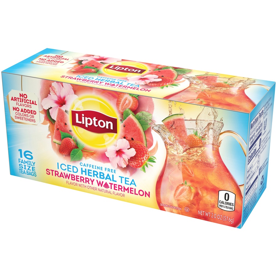 slide 2 of 5, Lipton Strawberry Watermelon Family Herbal Iced Tea Bags, 16 ct