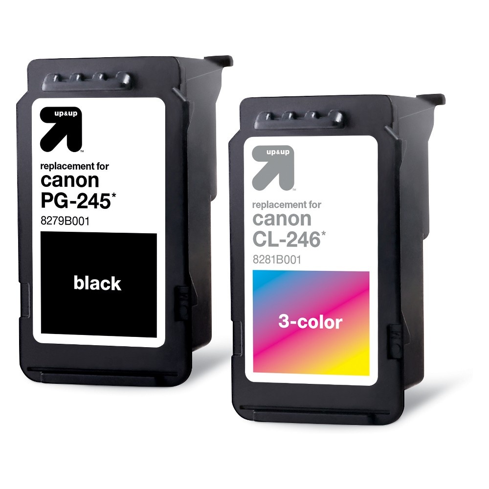 slide 2 of 2, Canon PG-245 Black, CL-246 Replacement Ink Cartidges Up&Up - Black & Tricolor (TAR245246), 2 ct