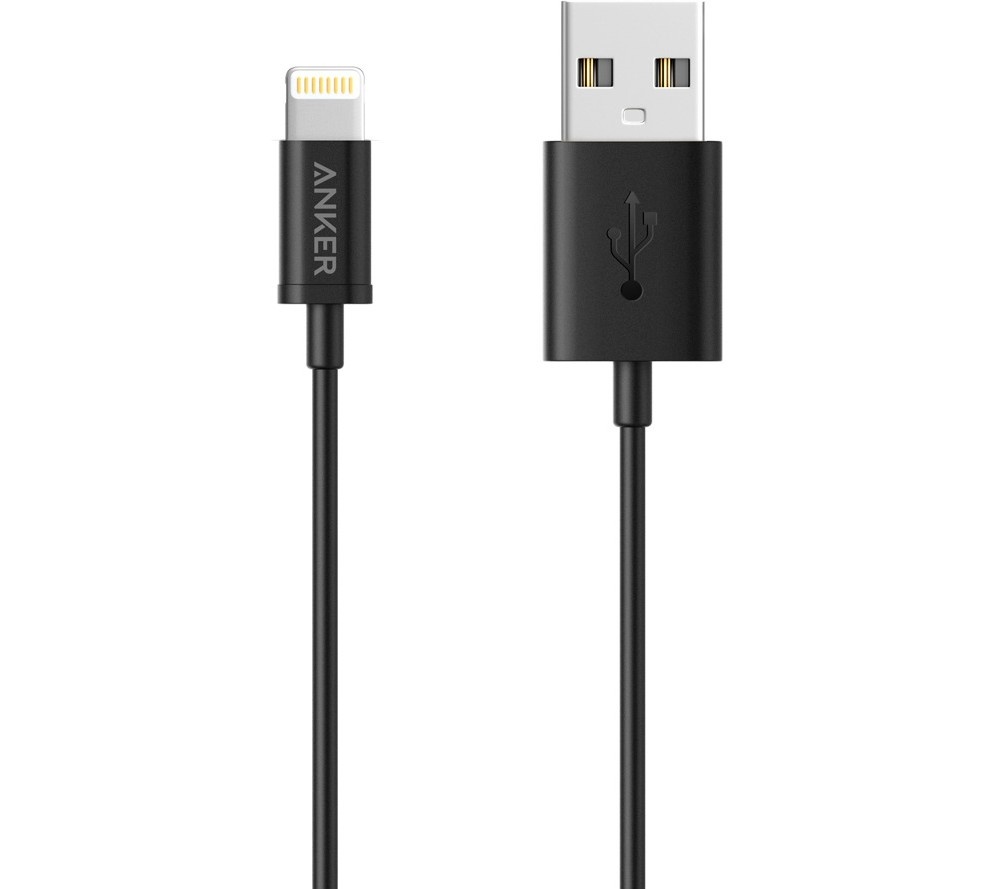 slide 2 of 4, Anker 3' Lightning to USB-A Round Cable - Black, 1 ct