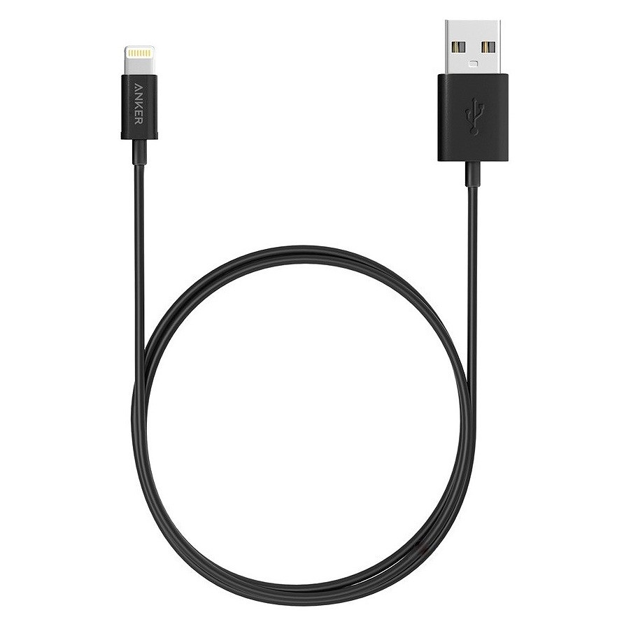 slide 1 of 4, Anker 3' Lightning to USB-A Round Cable - Black, 1 ct