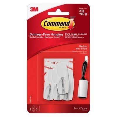 slide 1 of 1, Command Medium White Wire Hooks, 1 ct