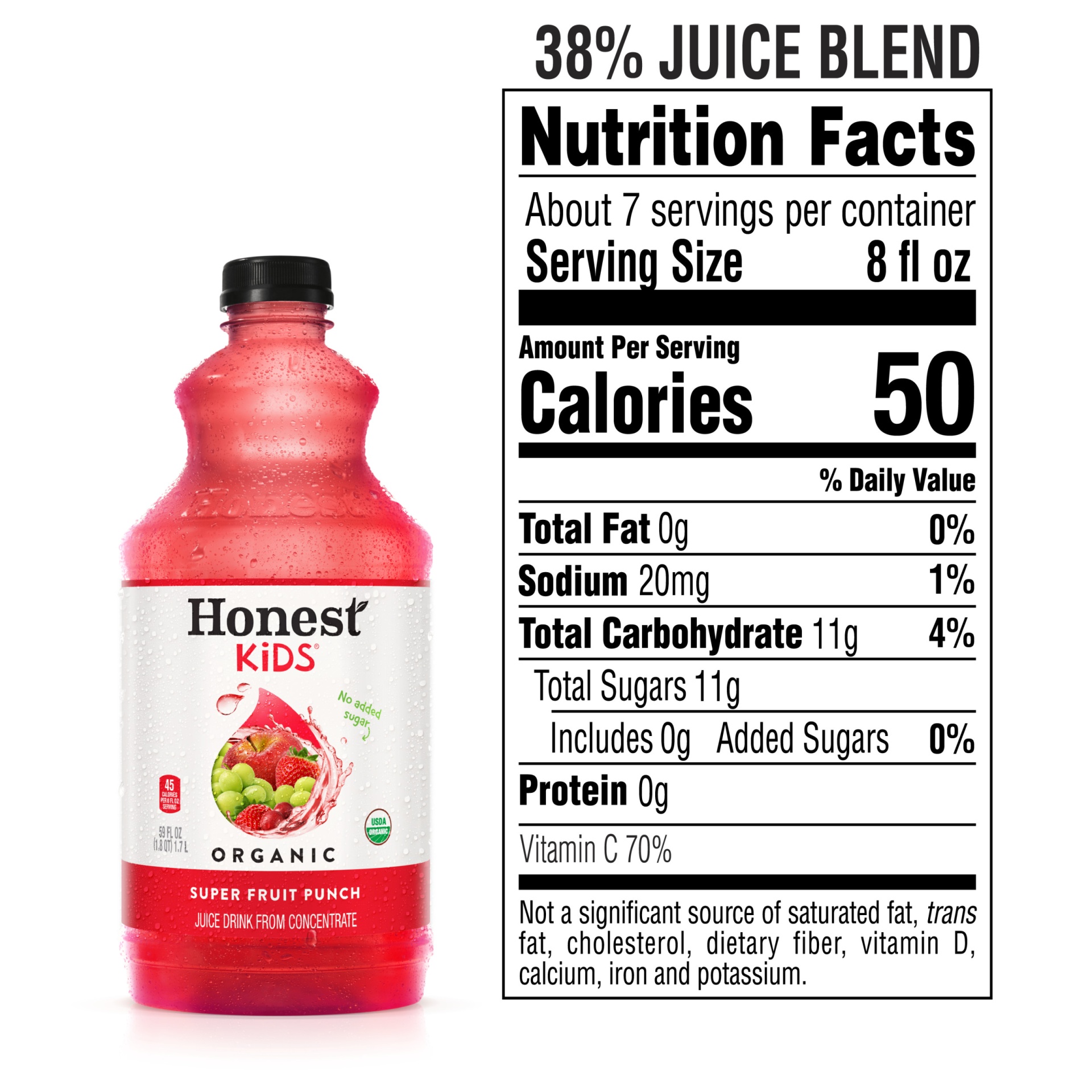 slide 5 of 8, Honest Kids Super Fruit Punch Bottle, 59 fl oz, 59 fl oz