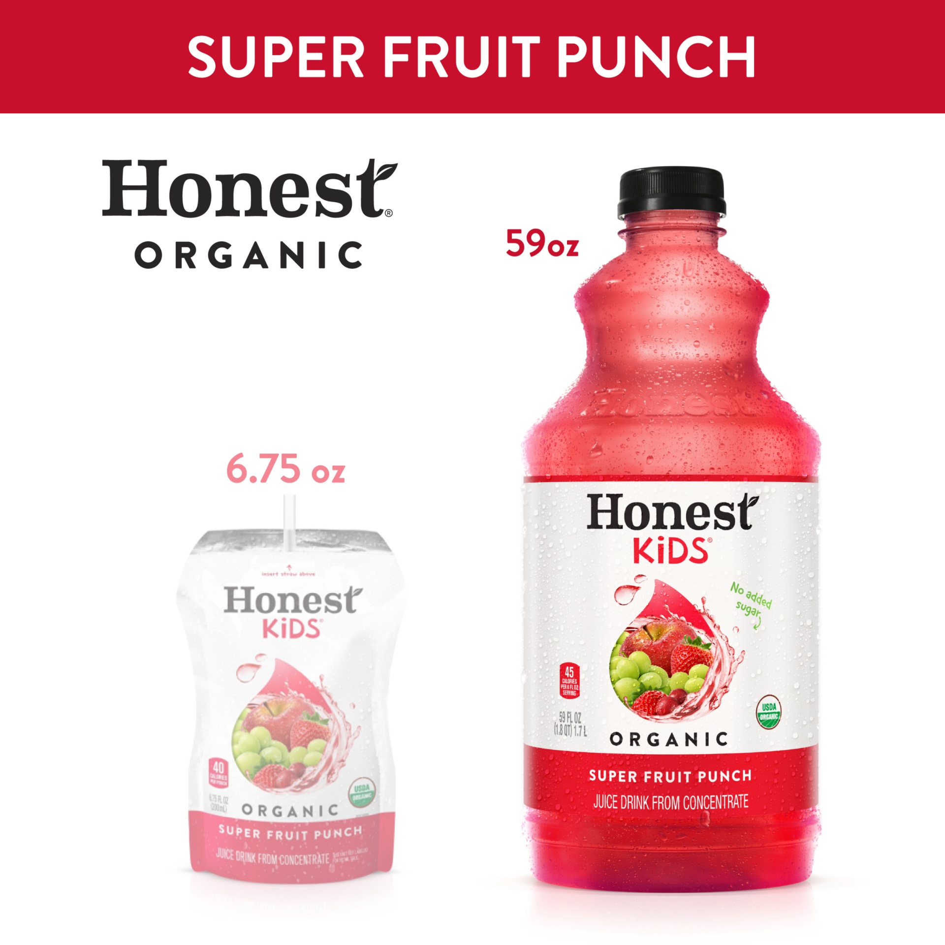 slide 6 of 8, Honest Kids Super Fruit Punch Bottle, 59 fl oz, 59 fl oz