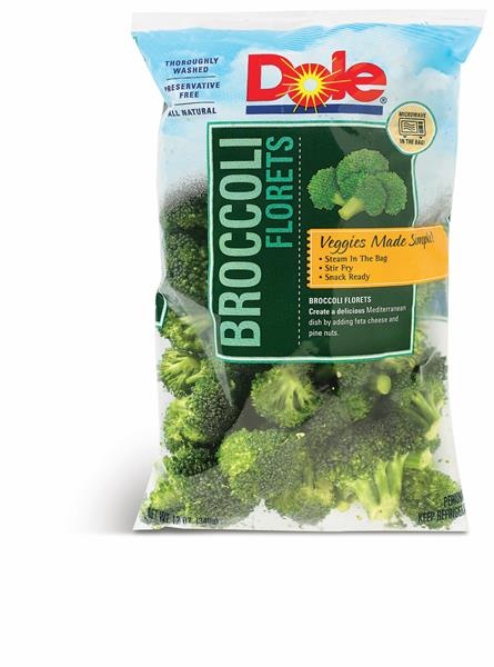 slide 1 of 1, Dole Broccoli Florets, 12 oz