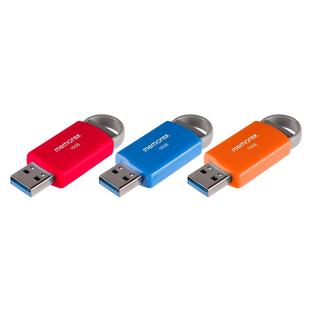 slide 2 of 3, Memorex 16GB Flash Drive USB 2.0 - Multicolor , 3 ct