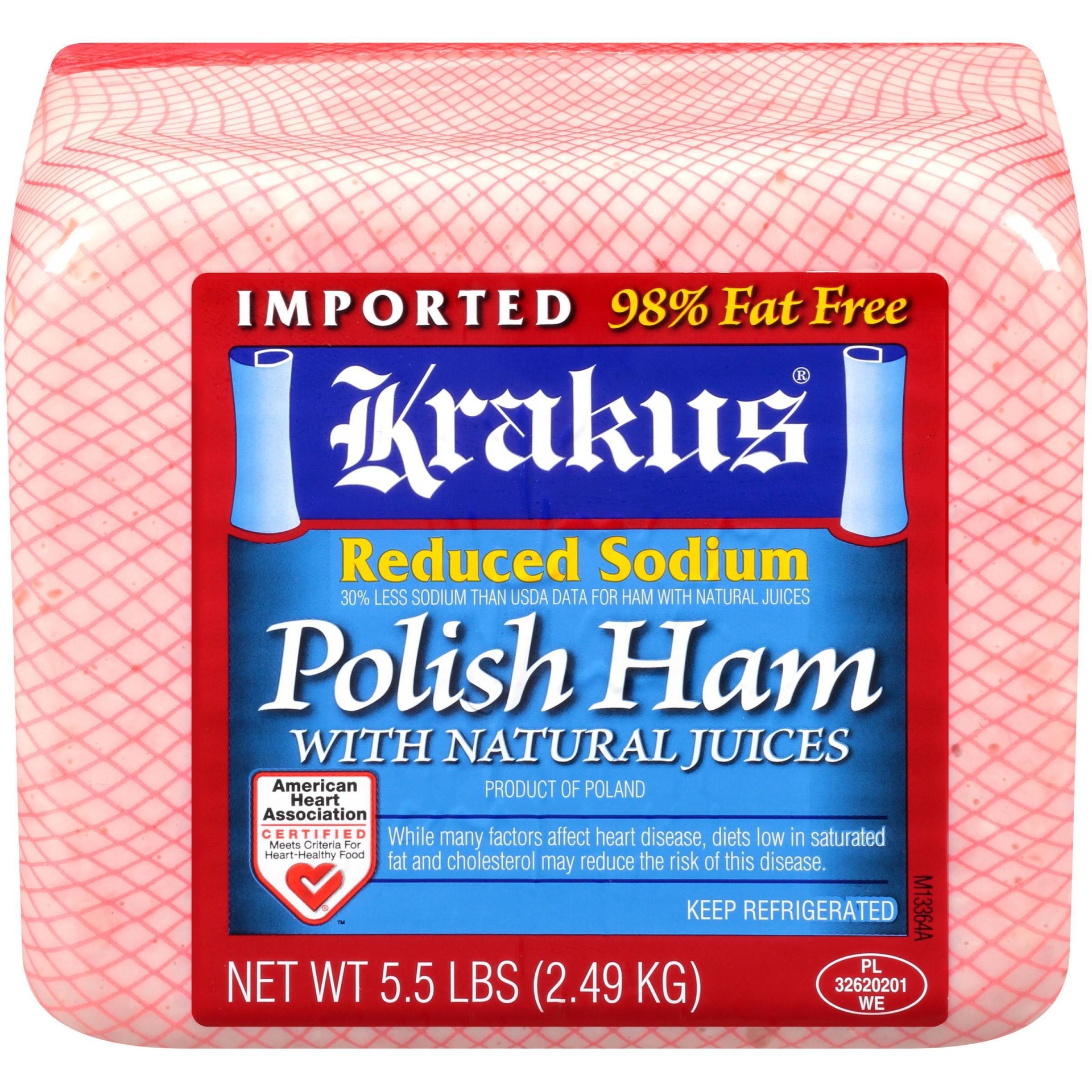 slide 1 of 3, Krakus Reduced Sodium Polished Ham with Natural Juices - Deli Fresh Sliced, per lb