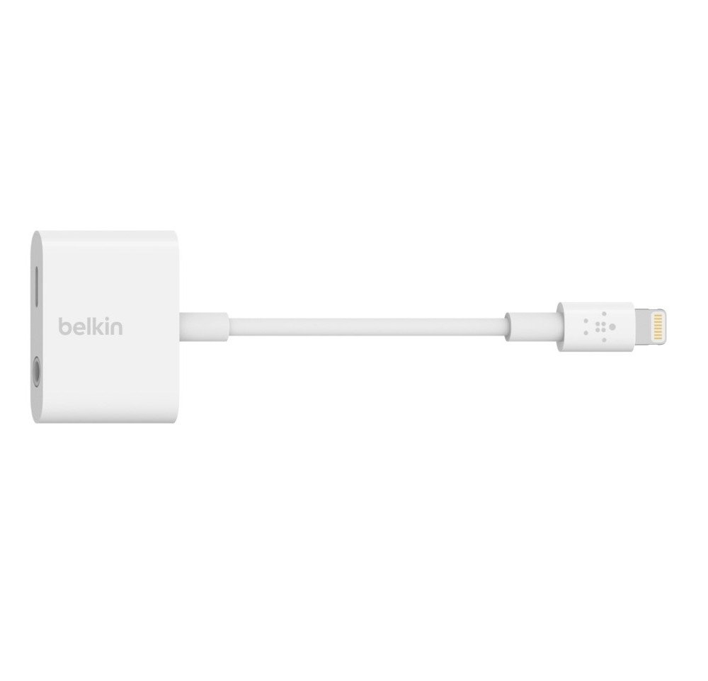 slide 2 of 5, Belkin 3.5mm Audio + Charge RockStar Adapter - White, 1 ct