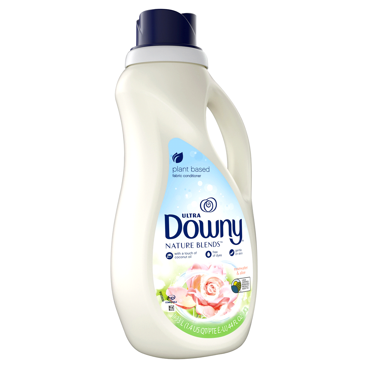 slide 2 of 3, Downy Nature Blends Liquid Fabric Conditioner/Softener, Rosewater & Aloe, 52 Loads, 44 fl oz