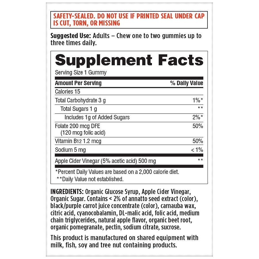 slide 4 of 5, Walgreens Apple Cider Vinegar Gummies Natural Apple Flavor, 60 ct