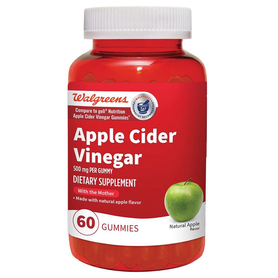 slide 1 of 5, Walgreens Apple Cider Vinegar Gummies Natural Apple Flavor, 60 ct