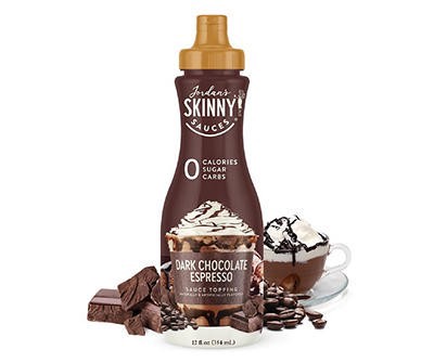 slide 1 of 6, Jordan's Skinny Mixes Sugar Free Dark Chocolate Espresso Sauce, 12 Oz., 1 ct