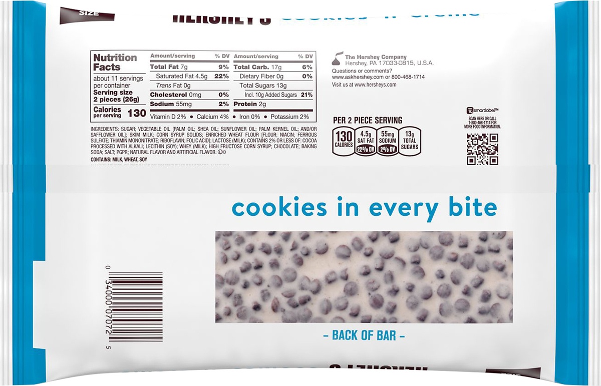slide 5 of 6, Hershey's Cookies 'n' Creme Snack Size Candy Bars, 10 oz
