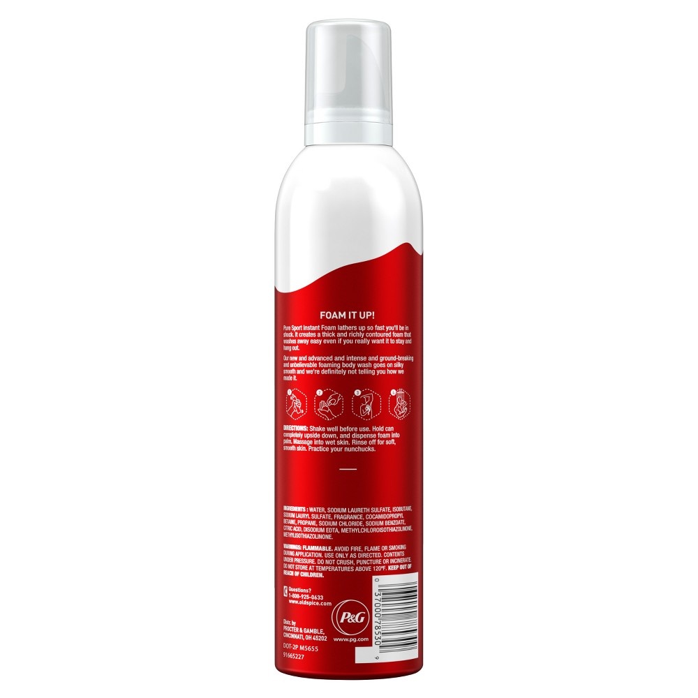 slide 3 of 4, Old Spice Foamer Body Wash Pure Sport, 10.3 oz