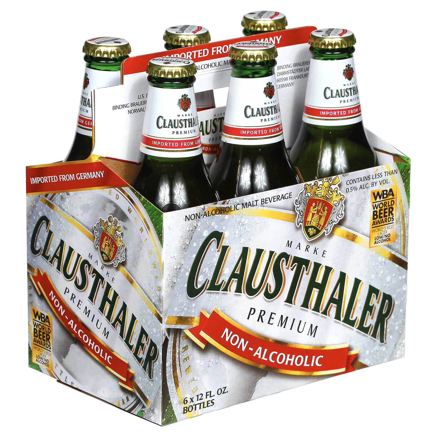 slide 3 of 3, Clausthaler Non-Alcoholic Original Beer 6 Bottles, 6 ct