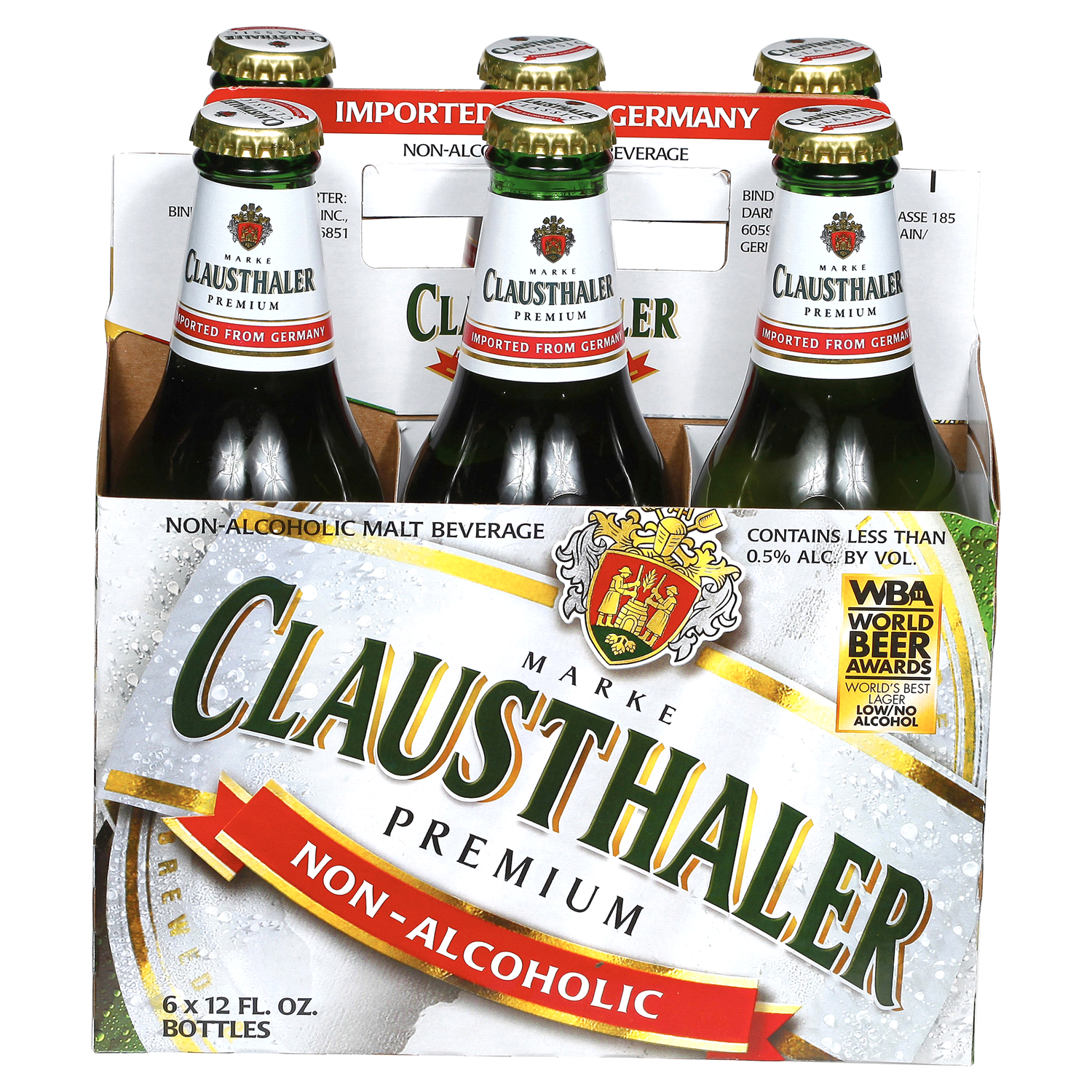 slide 1 of 3, Clausthaler Non-Alcoholic Original Beer 6 Bottles, 6 ct