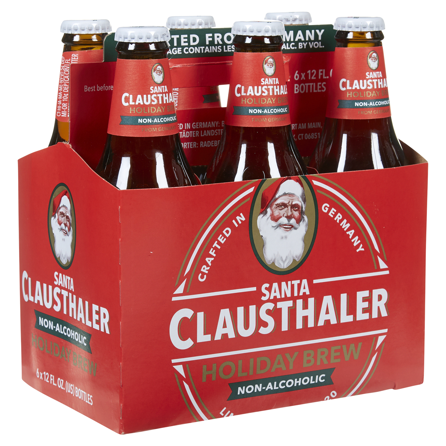 slide 4 of 5, Clausthaler Holiday Brew Non-Alcoholic Santa Beer 6 - 12 fl oz Bottles, 6 ct