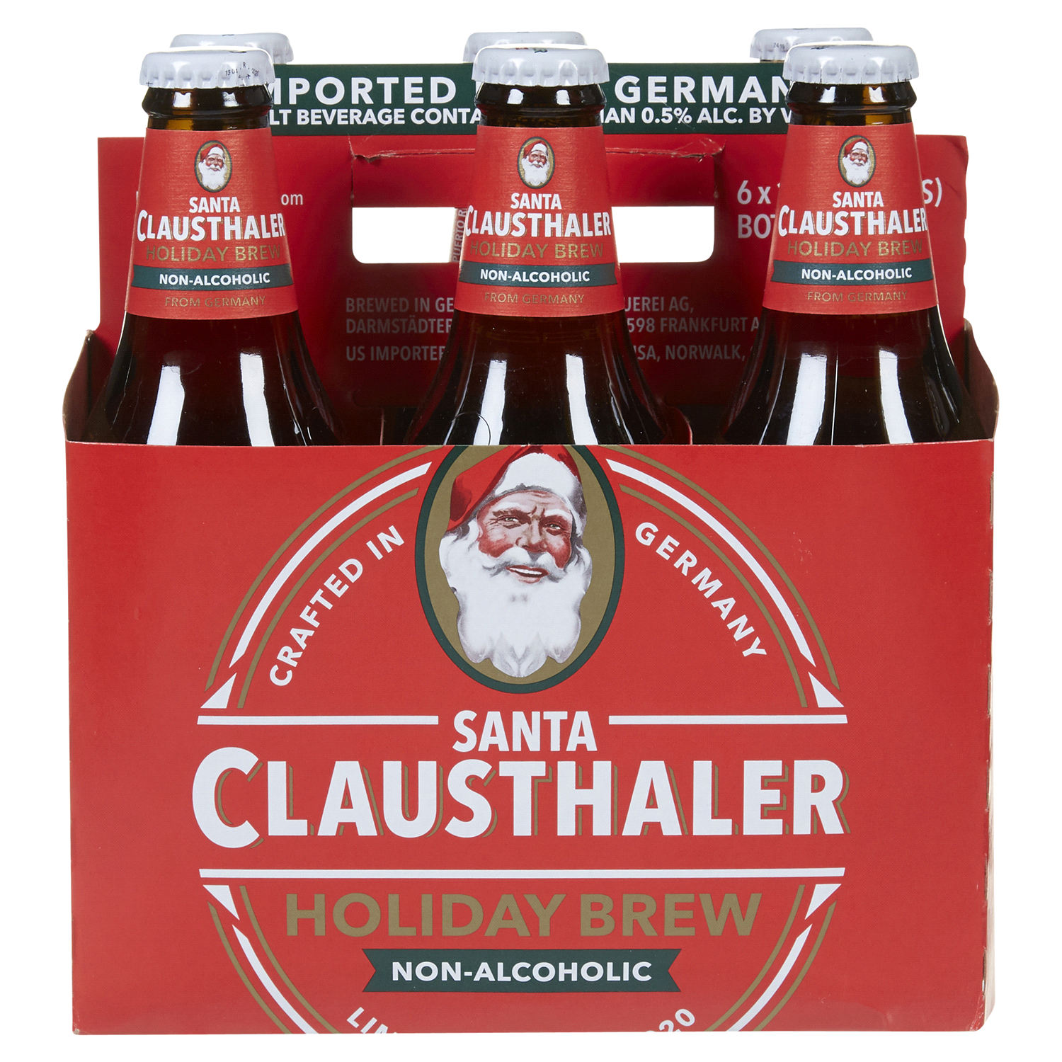 slide 1 of 5, Clausthaler Holiday Brew Non-Alcoholic Santa Beer 6 - 12 fl oz Bottles, 6 ct