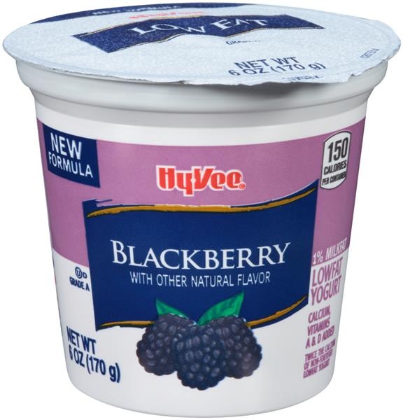 slide 1 of 1, Hy-vee Blackberry Lowfat Yogurt, 6 oz