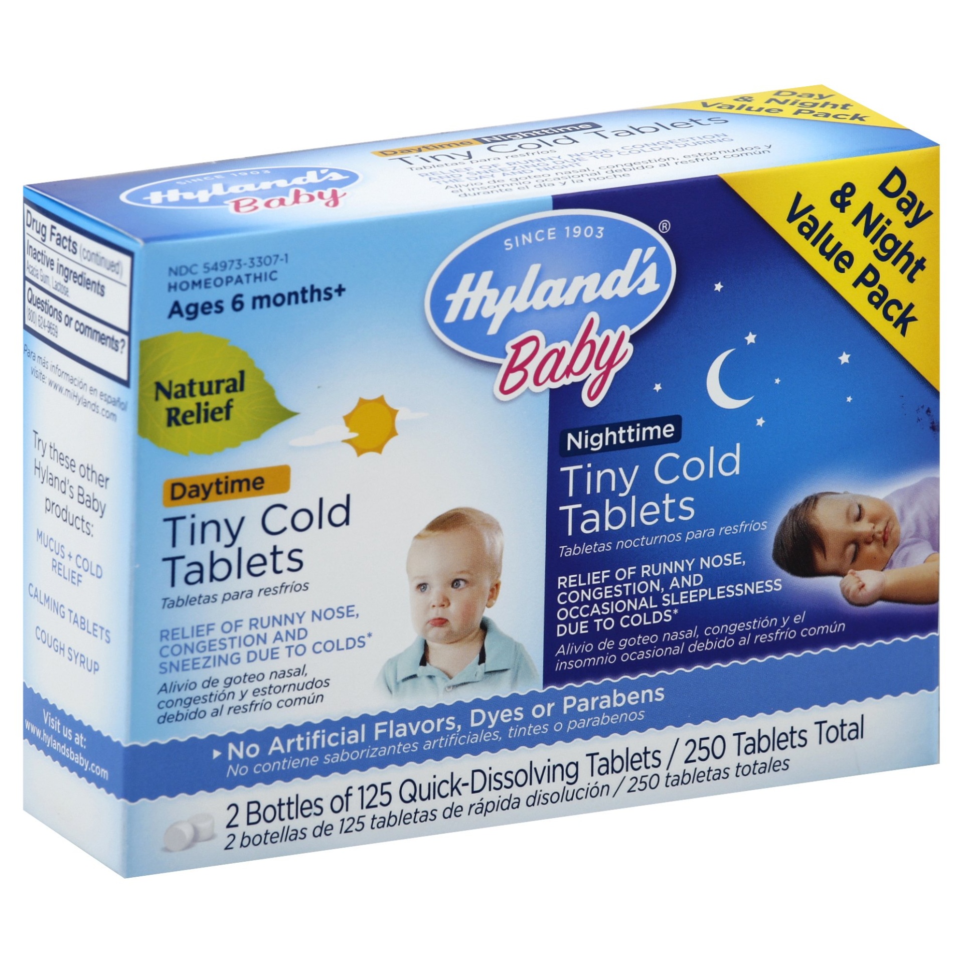 slide 1 of 1, Hyland’s Baby Tiny Cold Tablets Day & Nighttime Value Pack, 250 ct