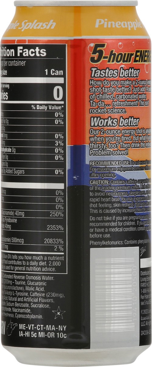 slide 8 of 9, 5-Hour Energy Extra Strength Pineapple Splash Flavor Carbonated Beverage 16 fl oz, 16 fl oz