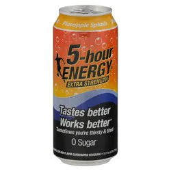 5-Hour Energy Extra Strength Pineapple Splash Flavor Carbonated Beverage 16 fl oz