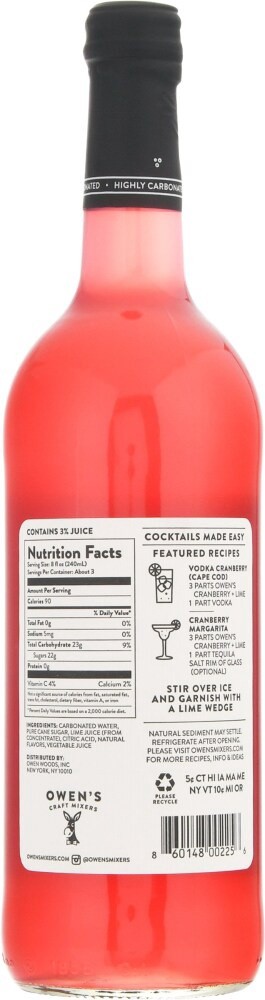 slide 2 of 2, Owens Craft Mixers Cranberry Lime - 750 ml, 750 ml