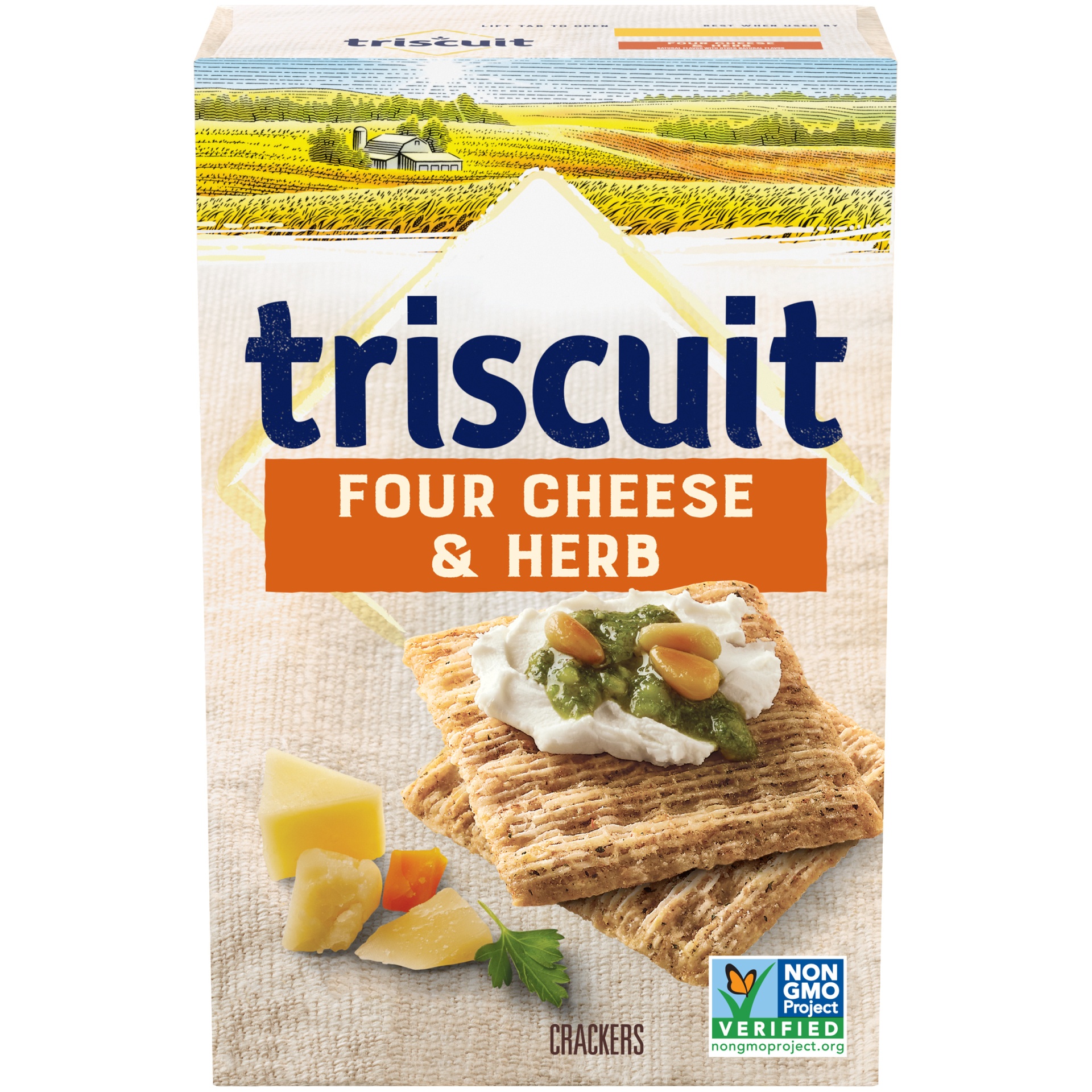 slide 1 of 8, Triscuit Four Cheese & Herb Crackers, 8.5 oz