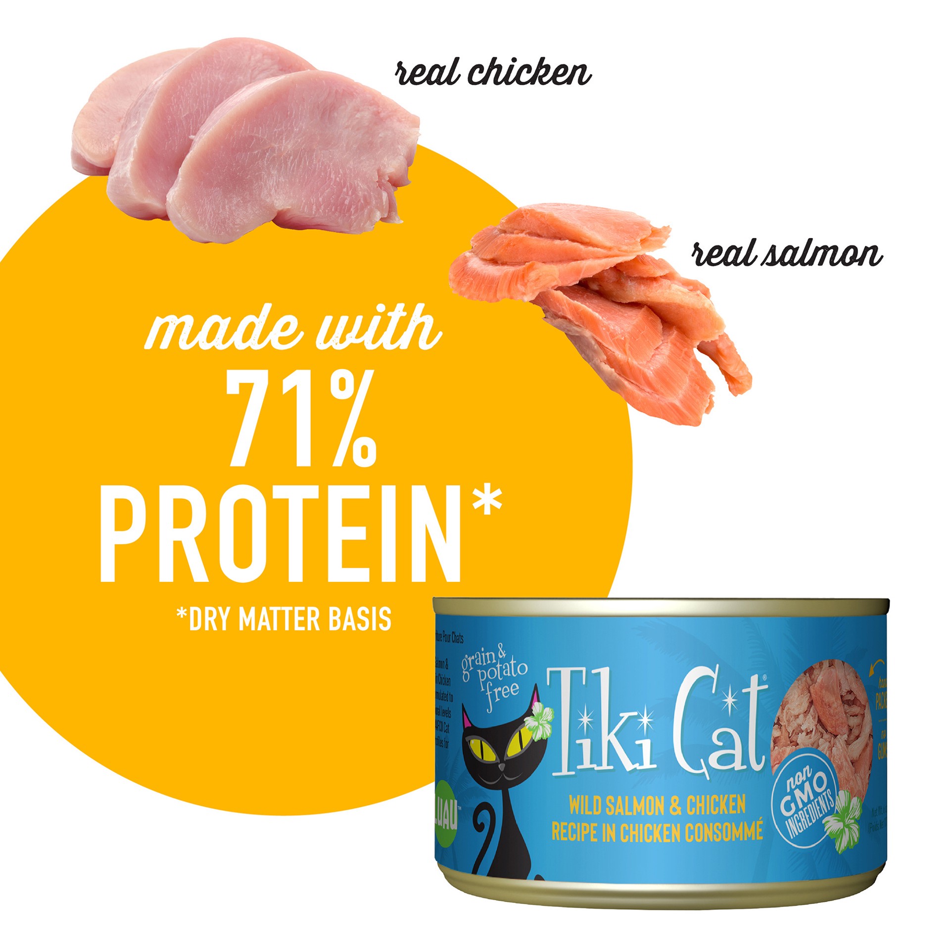 slide 7 of 7, Tiki Cat Luau Wet Cat Food, Wild Salmon & Chicken, 6 oz. Can, 6 oz
