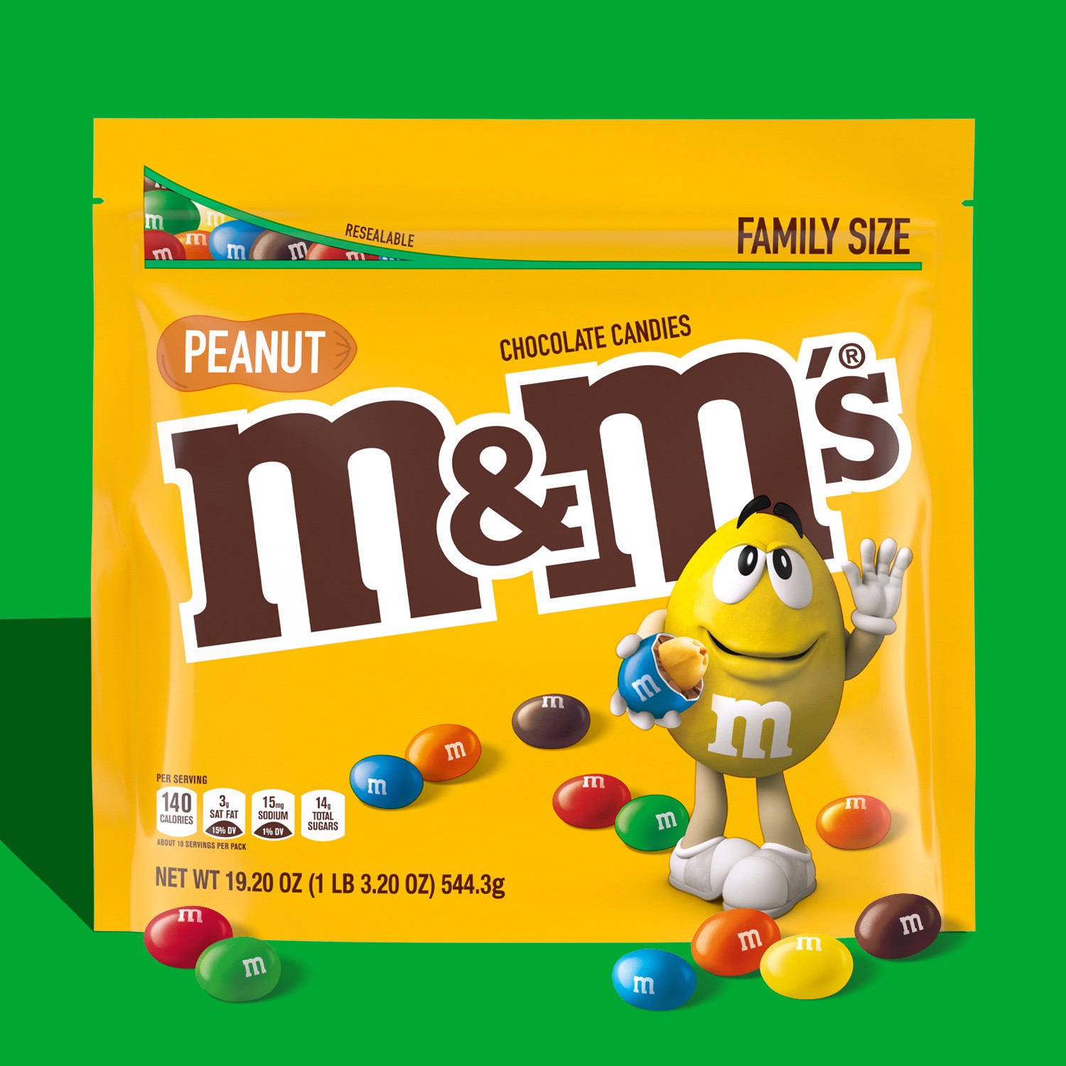 slide 3 of 8, M&M's Peanut Family Size Chocolate Candies - 18.08oz, 18.08 oz