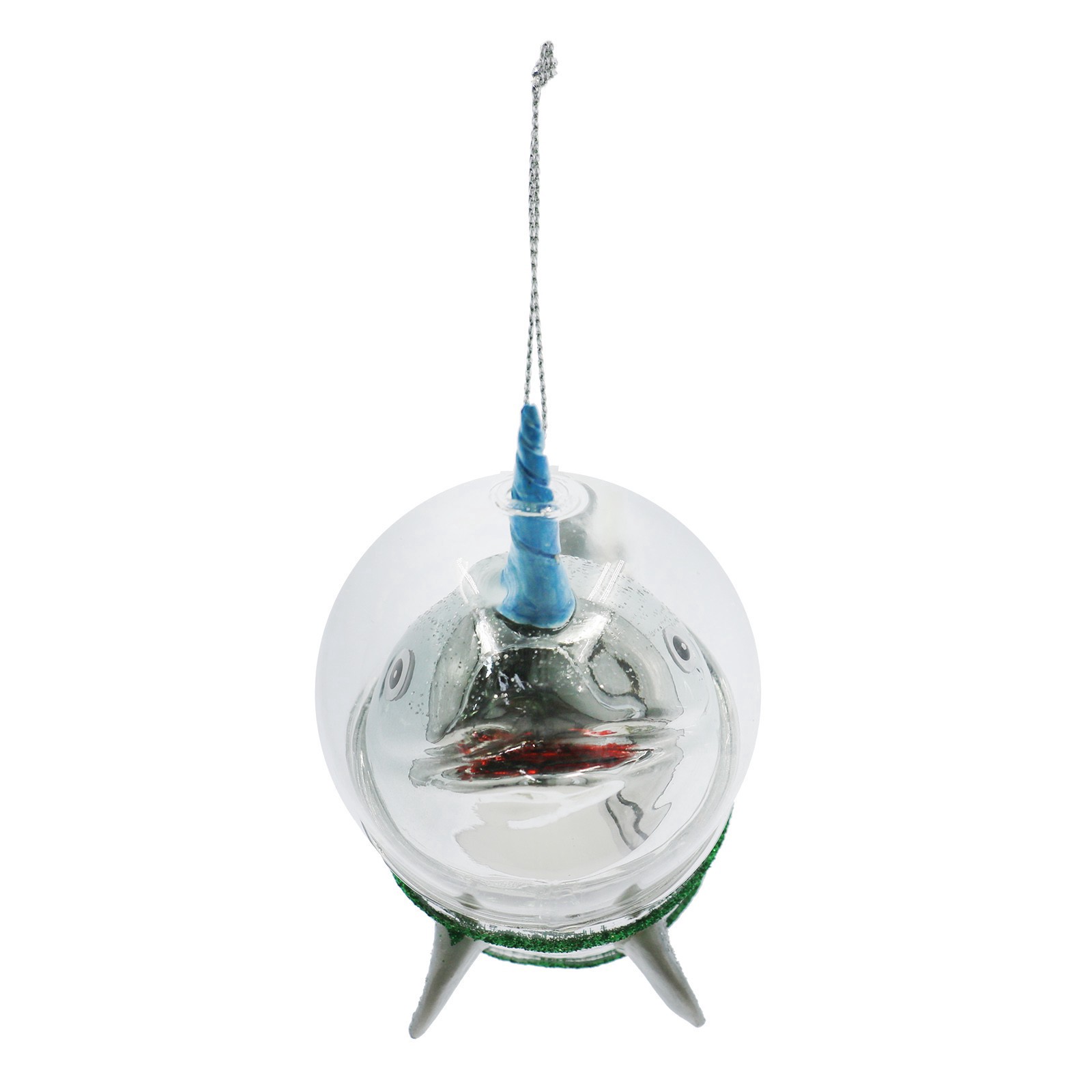 slide 4 of 4, 5.25" Narwhal In Space Glass Ornament By Ashland, 5.25 in x 2.25 in x 3.5 in