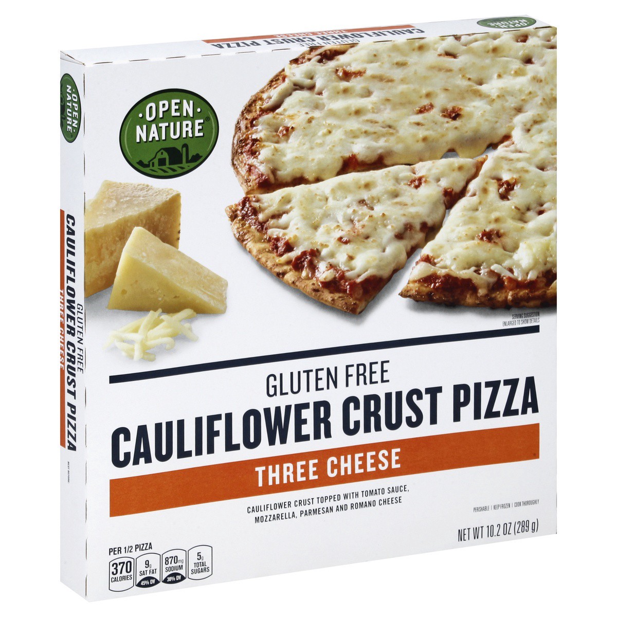 slide 1 of 7, Open Nature Cauliflower Crust Pizza, Gluten Free, Three Cheese, 10.2 oz