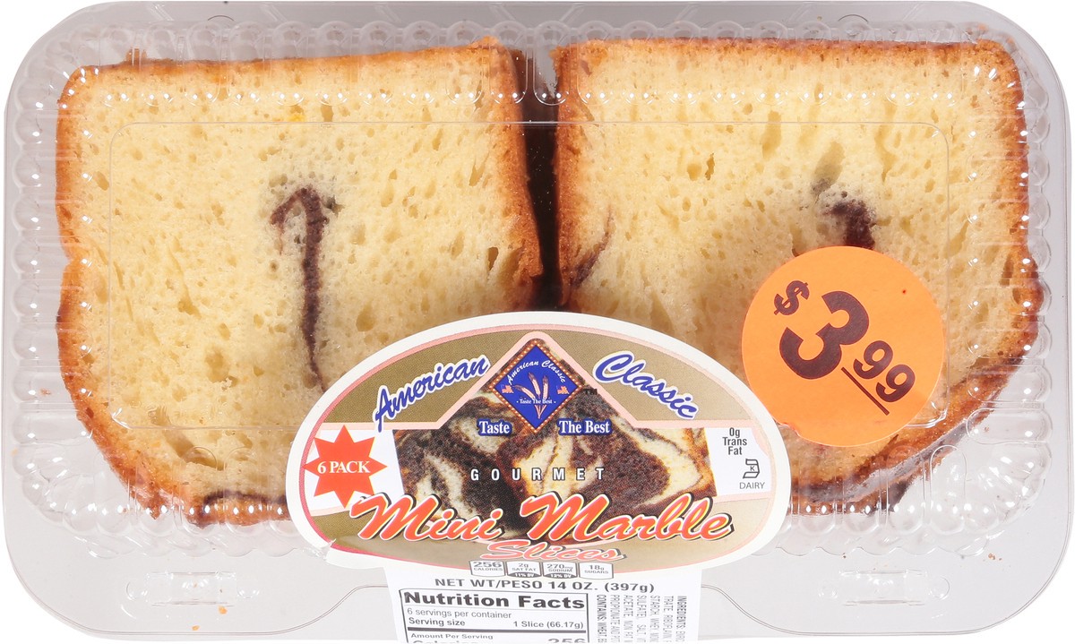 slide 6 of 9, American Classic Gourmet Mini Marble Slices Cake 6 Pack 6 ea, 6 ct